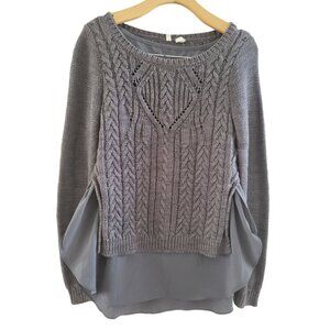 Moth Anthropologie Womens Ella Gray Cable knit Sweater layered tunic size Medium